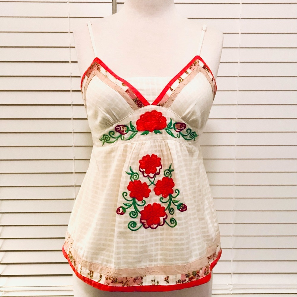 Pura Vida Embroidered Camisole Cotton Top Size Small - Picture 13 of 16